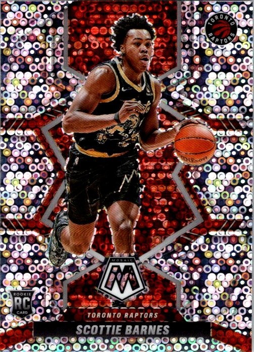 2021-22 Panini Mosaic #207 Scottie Barnes Fast Break Disco Silver Prizm Rookie