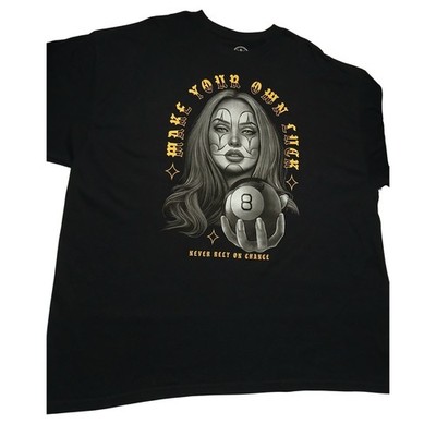 DGM Mens Make Your Own Luck Chicana Clown 8-Ball Graphic T-Shirt Black 2XL
