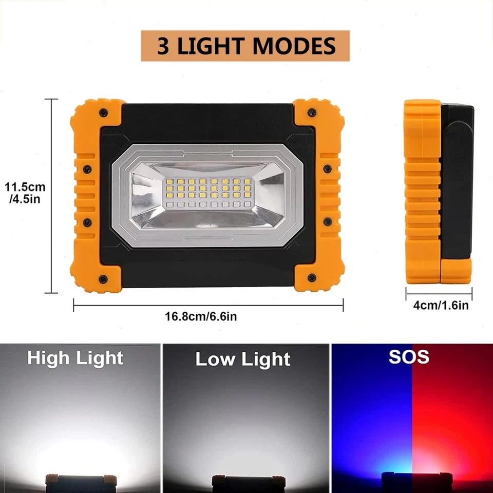 LED Baustrahler Akku LED Arbeitsstrahler Akku USB Wiederaufladbar Arbeitsleuchte - Bild 2 von 4