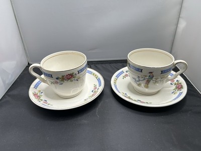 Paar Vintage Lord Nelson Ware Elijah Cotton Tsing Teetassen & Untertassen