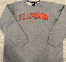 Clemson Tigers Nike Sweatshirt Mens Gray Crewneck-Large