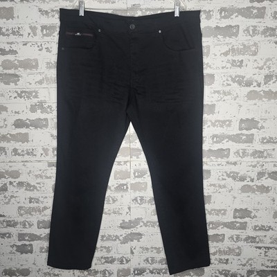 Benjamin Black Jeans Mens 42x31 Black Stretch Denim Slim Fit Straight Leg Urban