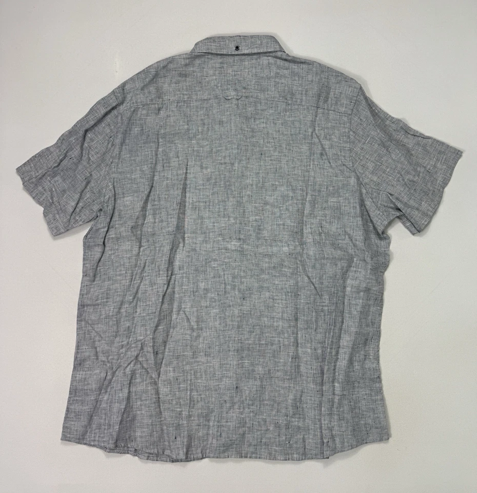 Nordstrom Men’s 100% Linen Shirt 2XL Navy Short Sleeve Button Down NWT Trim Fit - Image 2 of 4
