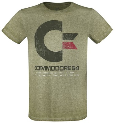Commodore 64 T-Shirt Herren C64 Logo - Vintage grün meliert