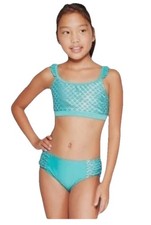 Girls Wild Sea Bikini Set Cat  Jack Turquoise XXL 18 Mermaid Swimsuit 2pc New