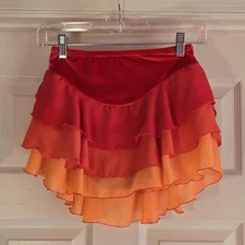 Jerry's Skating World Ice Skating Practice Skirt Orange Tiered Women's Size S