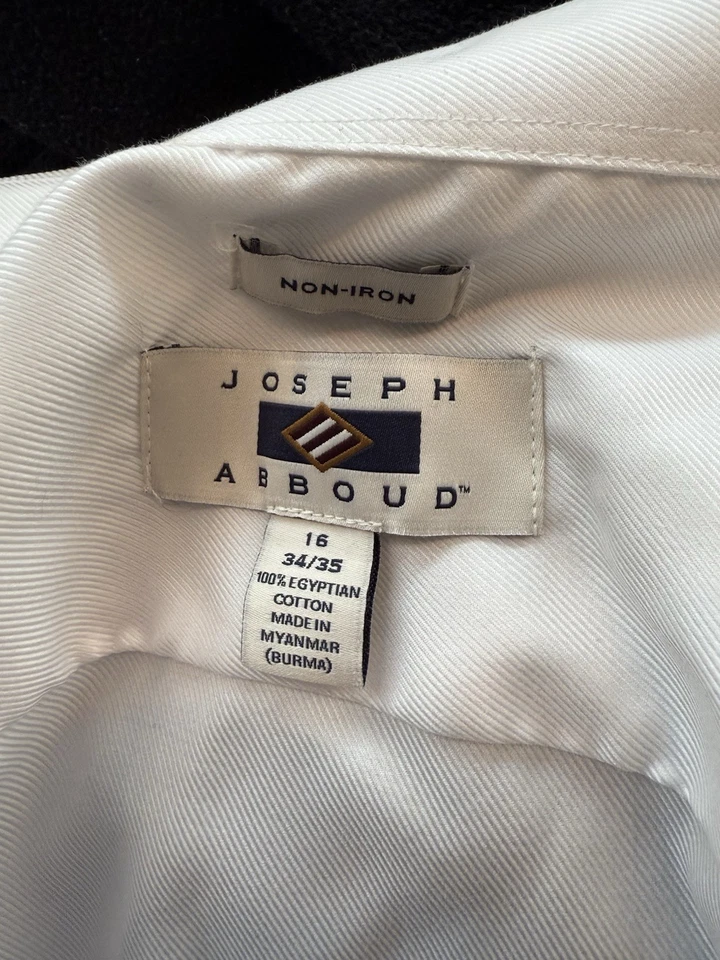 Camisa de vestir para hombre Joseph Abboud blanca clara sin hierro 16 34/35 mezcla de algodón Foto 2 de 2