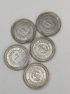 Lot of 5 POINT EDWARD CHARITY CASINO $1 ONE DOLLAR GAMING COIN/TOKEN - CANADA