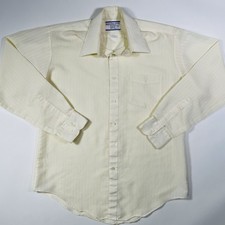 True Vintage 70s Sears Perma-Prest Button Up Shirt White Striped Mens M/L