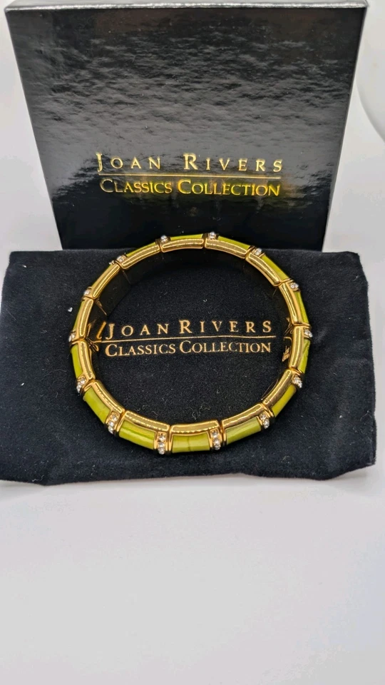 Joan Rivers Colección Clásica Cuero Genuino Verde y Cristal Tono Dorado... Foto 4 de 4