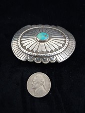 Silver Turquoise Belt Buckle In Us Native American Jewelry  display picture 1