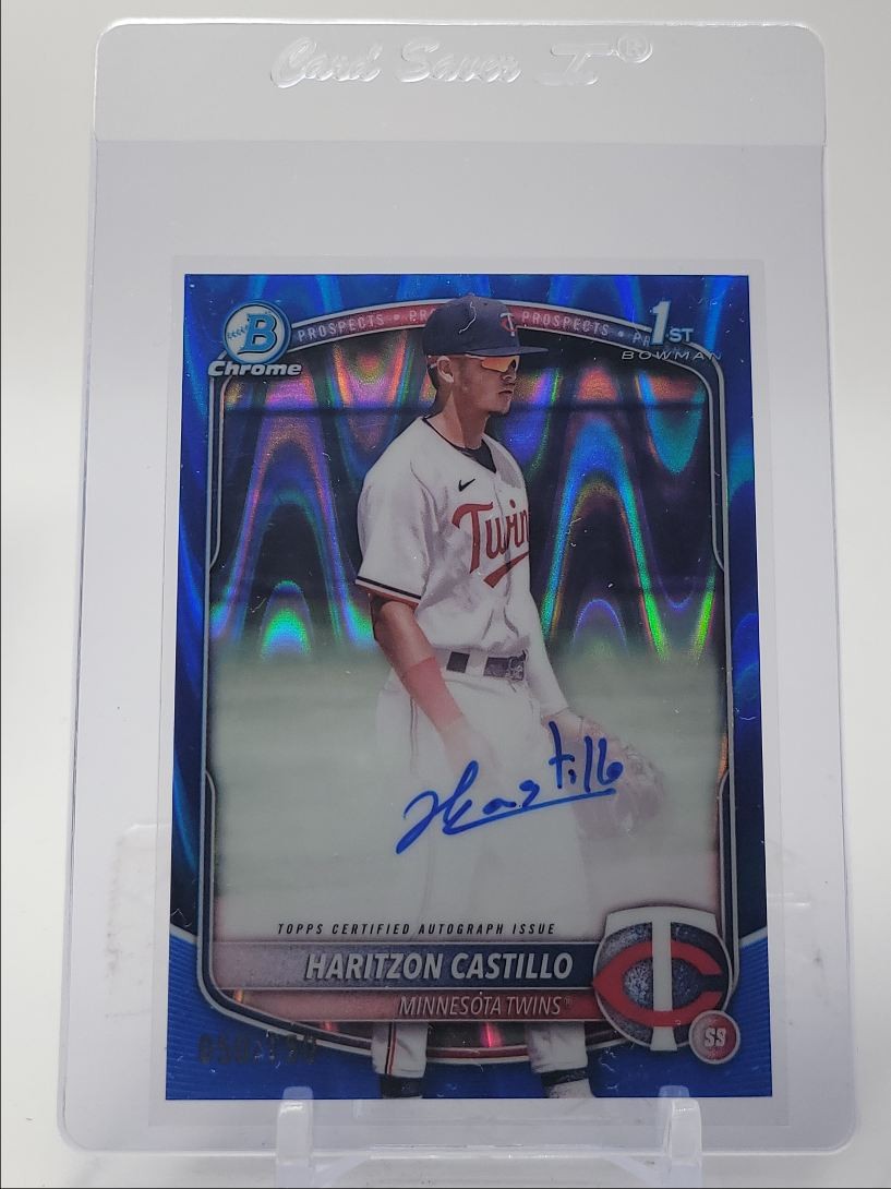 HARITZON CASTILLO 2025 BOWMAN CHROME 1ST BLUE RAYWAVE TWINS AUTO /150 Q5876