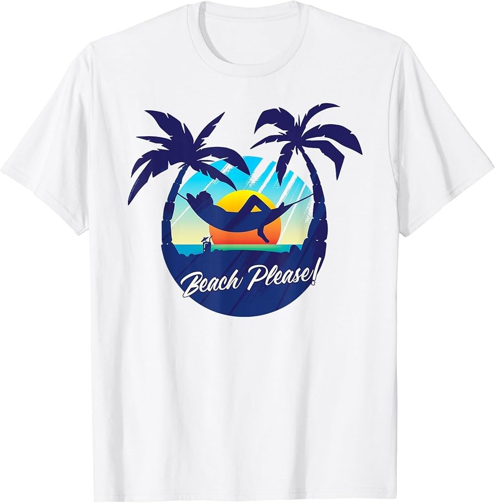Cute Tropical Beach Sunset Palm Trees Graphic T-Shirt