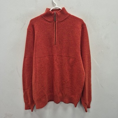 Schoffel Lambswool Rust Orange Fortrose 1/4 Zip Country Preppy Pullover Gr. XL