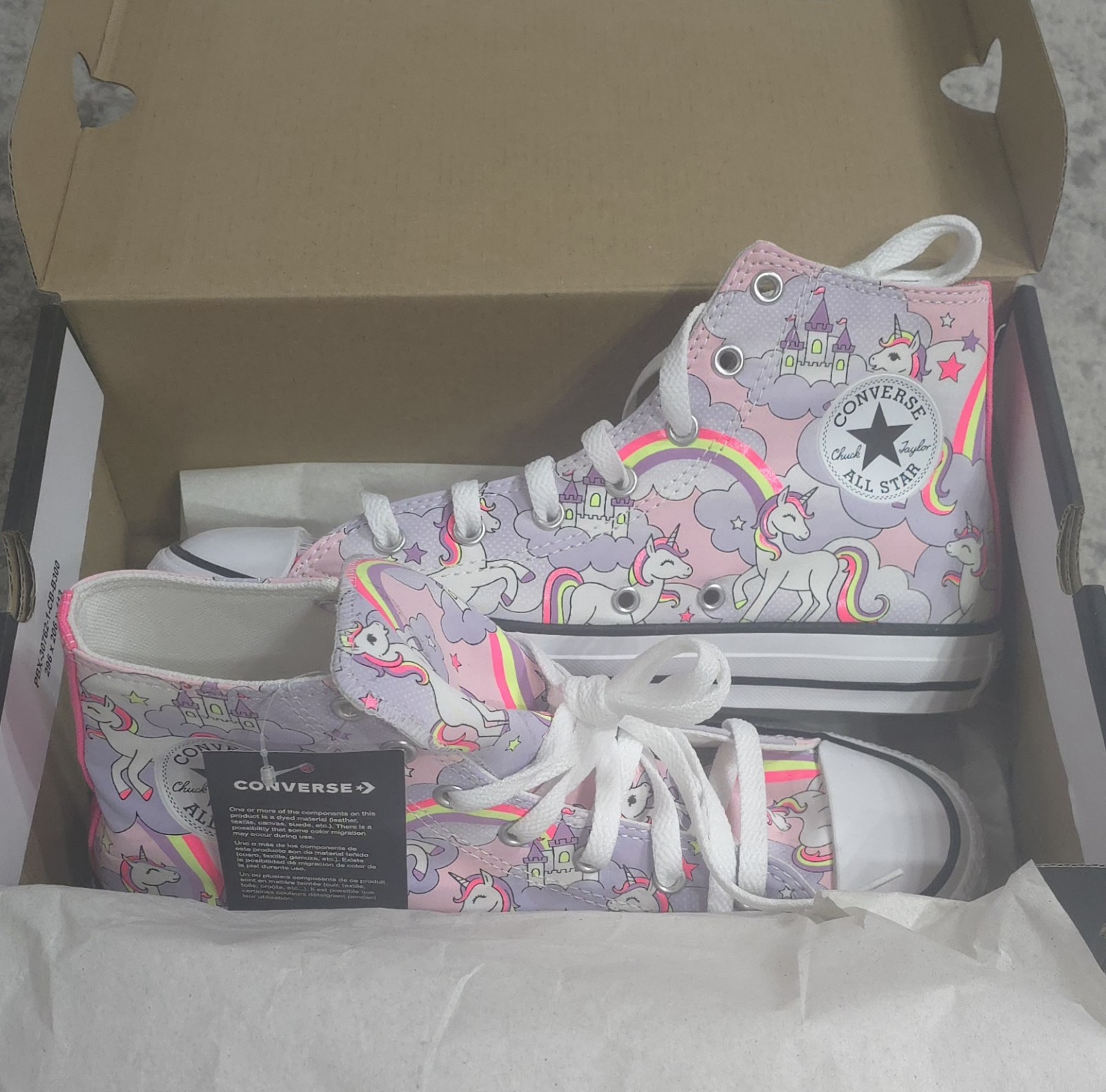 Converse Kids CTAS Hi Unicorn Pink Foam Rainbow High Top Sho
