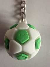 Green & White Football Key Rings with Ball Charm Keyring