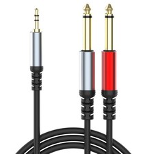 3.5mm to Dual 6.35mm TS Audio Cable Y Splitter Stereo 4.9ft Black 1 Pack