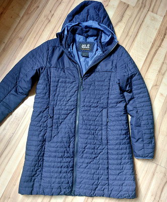 JACK WOLFSKIN Mantel Damen Gr. L Dunkelblau Kapuze Microguard  Stormlock TOP