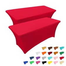 IVAPUPU 2 Pack 8FT Table Cloth for Rectangular Fitted 8 Ft - 2 Pcs, Red