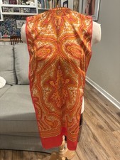 Anne Klein Long Rectangular Scarf Silk Red Orange 62x13.5 Vibrant Colors W/ Tag