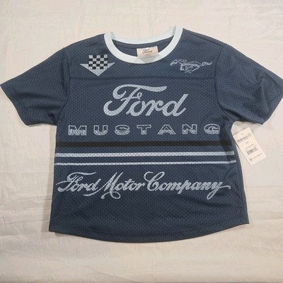Ford Mustang 94 Women's XXS Mesh Jersey Shirt Blue Racing Graphic NWT