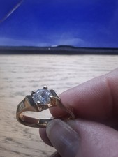 Lovely Avon Cubic Zirconia And Gold Toned Solitaire Ring Size P