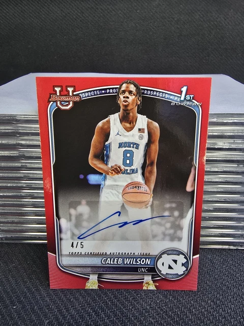 2025-26 Bowman 1st Basketball Caleb Wilson Rookie 🔥 Red  Auto /5 🔥 UNC