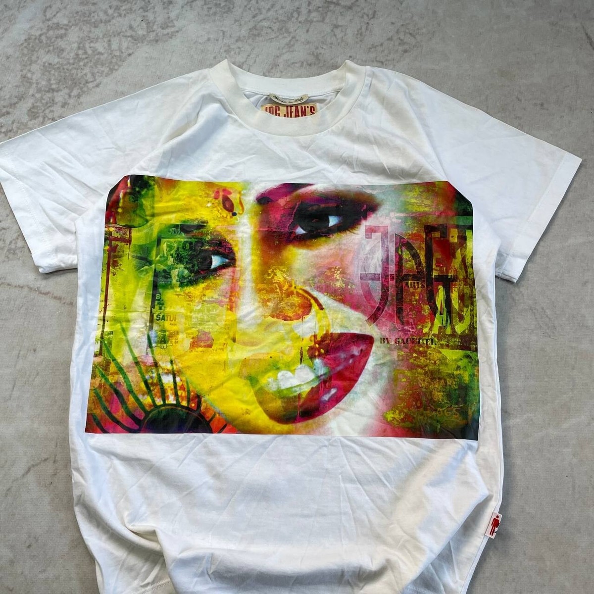 トップス Y2K archive Jean Paul GAULTIER half-zip Vintage 90's Jean Paul Gaultier Y2K Cyberpunk Face Print T Shirt