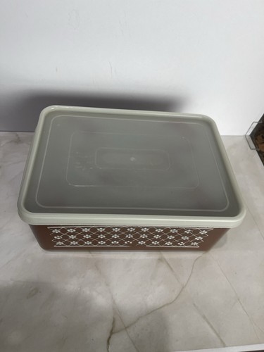 TUPPERWARE Vintage Brown Ice Cream Keeper Freeze N Save Container with Lid - Picture 3 of 11
