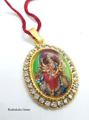 Maa Durga Kali Mutter Medaillon Yantra Anhänger - Kordel Hindu Vaisno Devi Religiös
