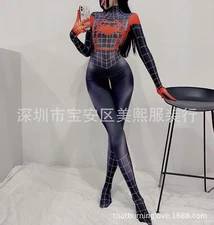Miles Morales Spider-man Jumpsuit Women Cosplay Costume Bodysuit Halloween Props