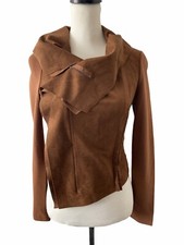 Bcbgmaxazria Women's Ana Faux Suede Asymmetrical Jacket Toffee Xs