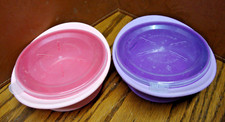 Toddler Baby Feeding Bowls w/Lids Set 2 Pink Purple Colors Suction Base 906