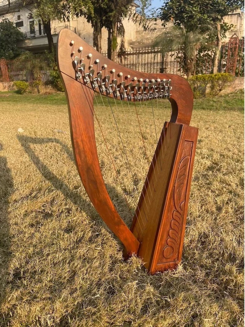 Irish Harp 15 Strings Sheesham Wood Celtic Lever Harp Folk Harp