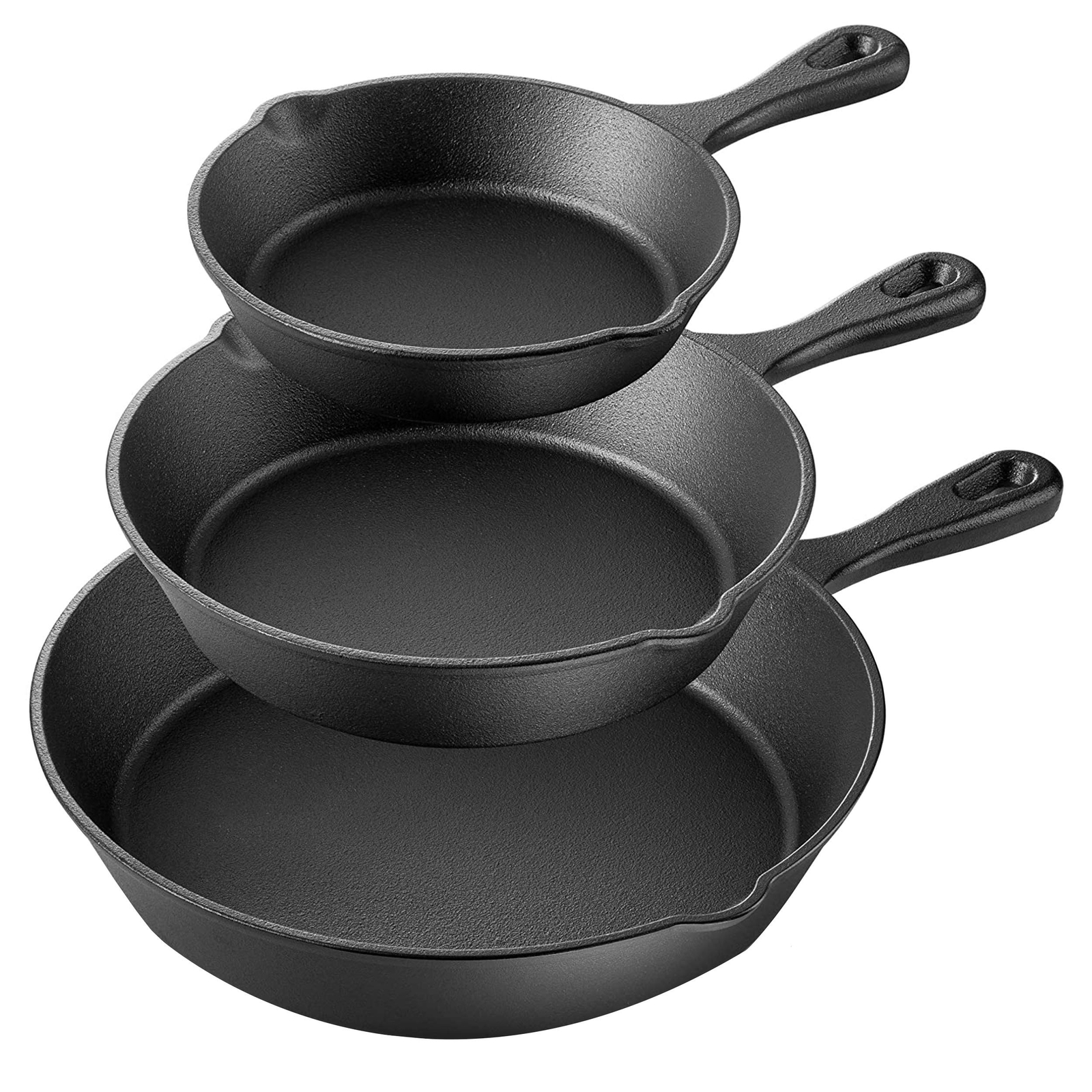 Skillet Trio Pre-Seasoned Cast Iron Cookware Set, 3 Piece, Black