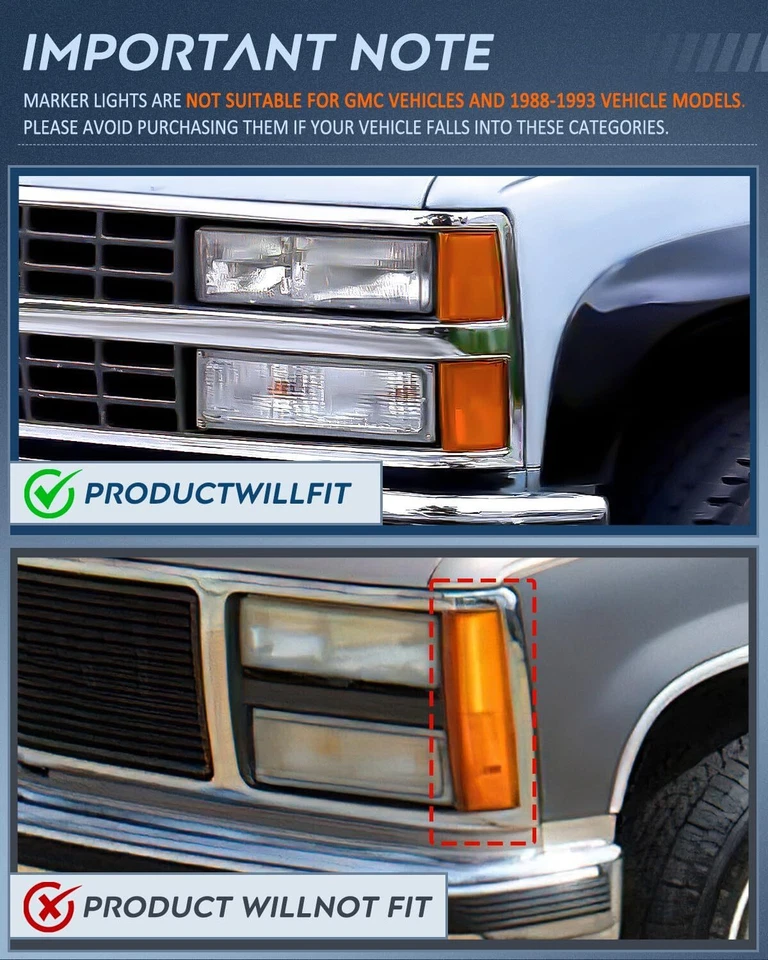 Nilight Headlight Taillight Combo for 1994-1998 Chevy C10 C/K 1500 2500 3500 - Image 3 of 4