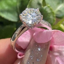 9mm Round Cut VVS1 Moissanite Solitaire Engagement Ring in 14K White Gold Plated