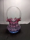Vintage Fenton Mulberry Basket Signed Lynn Fenton