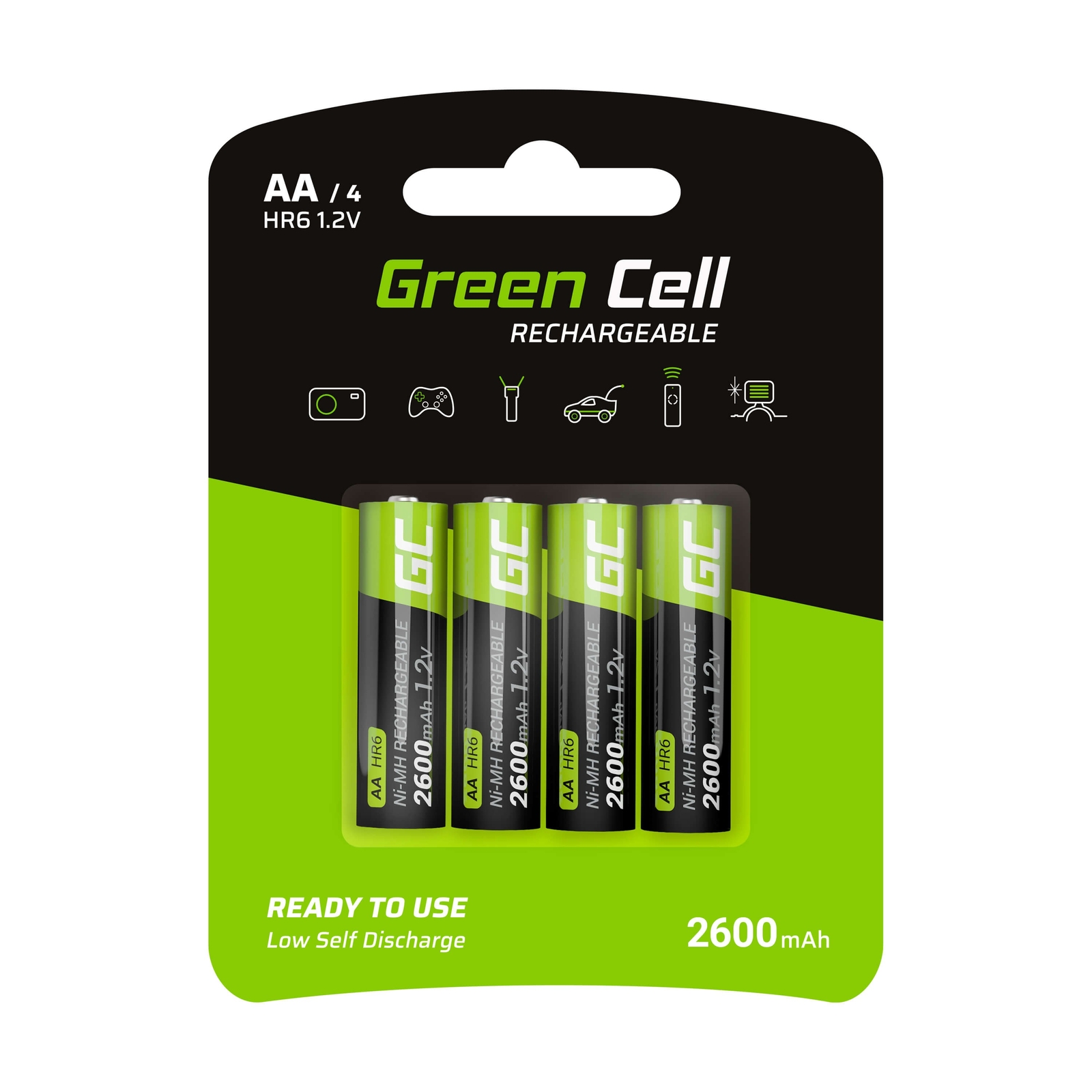Green Cell 4x Batterie Ricaricabili AA HR6 2600mAh