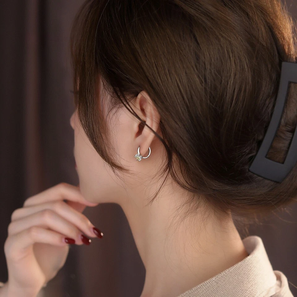 Creolen aus 999 Silber mit Zirkonia Regenbogen oder Peridot-Grün, Damen Ohrringe - Bild 3 von 3