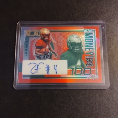 1/3 Zay Flowers Red So Money Rookie Auto 2023 Leaf Metal Draft BC