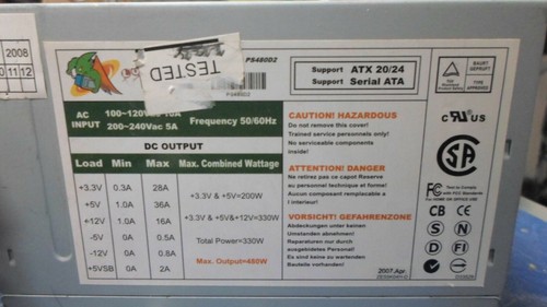 Logisys 480W PS480D2 ATX Power Supply. - Picture 4 of 4