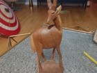Hand Carved  Wooden Gazelle Statue MCM — photo 2