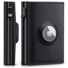 Mens Slim Genuine Leather Wallet, AirTag Wallet RFID Blocking Credit Card Holder