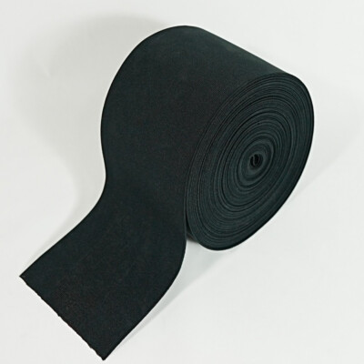 Schwarz elastisch weich gekordelt flach elastisch 100 mm breit verkauft P/mtr UK Verkäufer kostenloser Versand