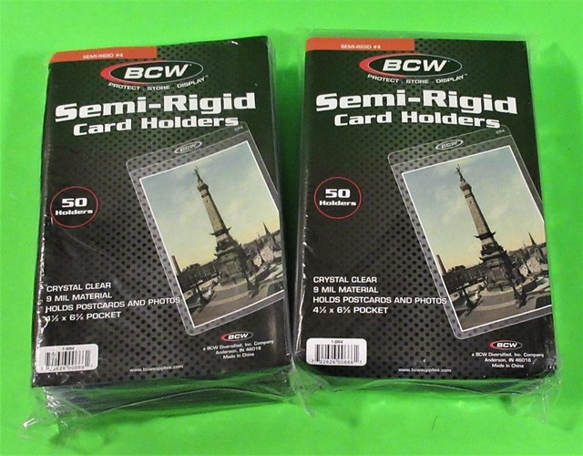 100 SEMIRIGID CARD HOLDERS 4 FOR POSTCARDS,PHOTOS,9 MIL,41/2x65/8