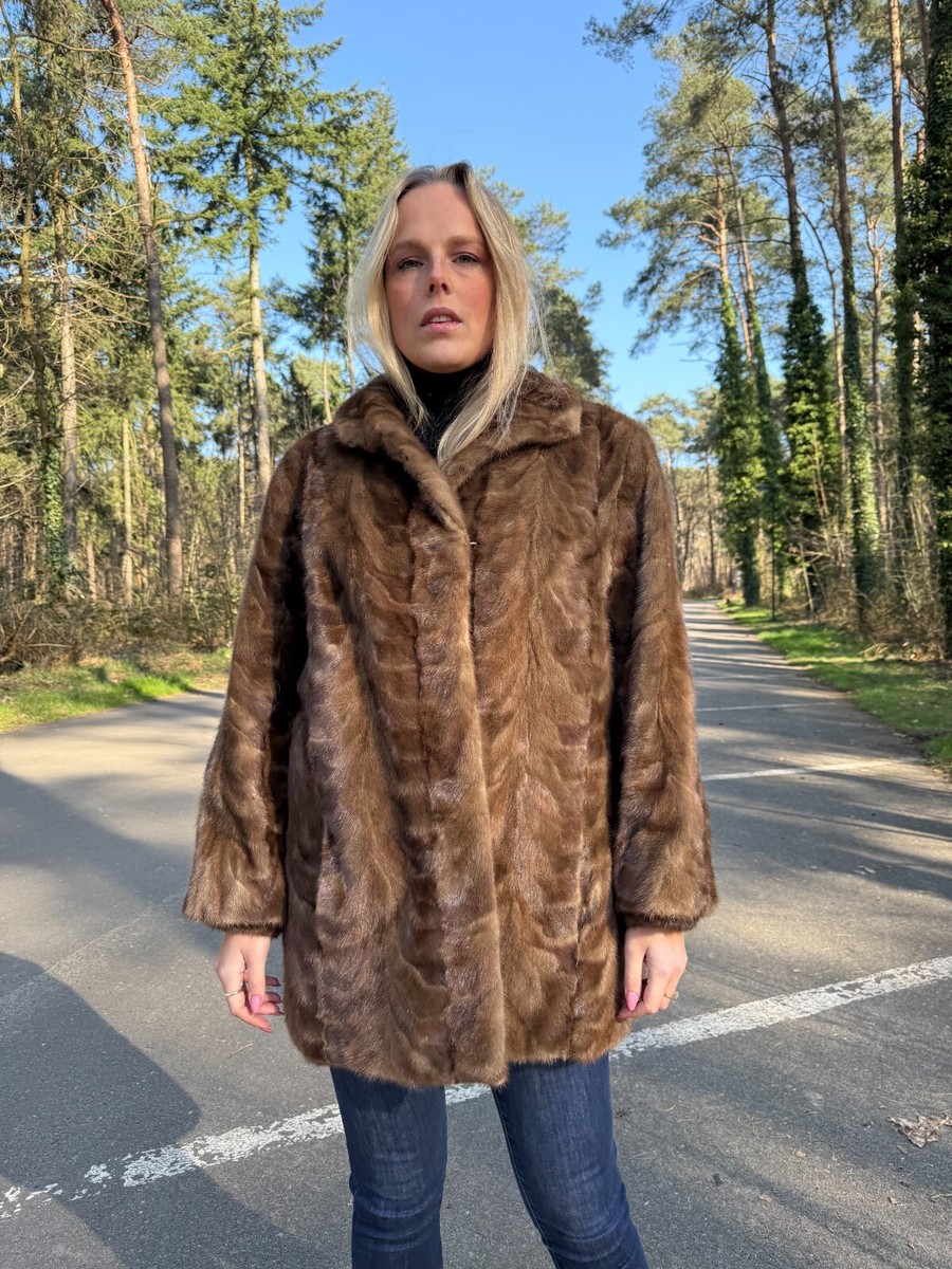 mink fur coat vintage ミンク リアルファー 高級 11号 Large Pastel Mink Fur Jacket, Made of Mink Fur Pieces, Light Soft