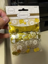 Amscan Gold 50th Year Anniversary Confetti Pack, 1 pack 1.2oz. Party Decoration