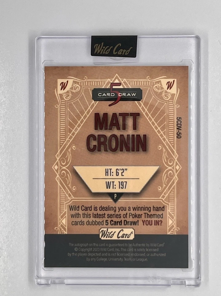 2023 Wild Card 5 Card Draw Matt Cronin Purple/Green Auto /4 #5CDC-50 - Image 2 of 2