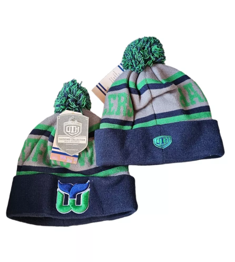 Hartford Whalers Cuffed Knit Beanie Hat Winter Cap Toque Old Time